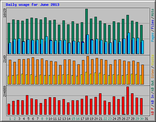Daily usage for June 2013